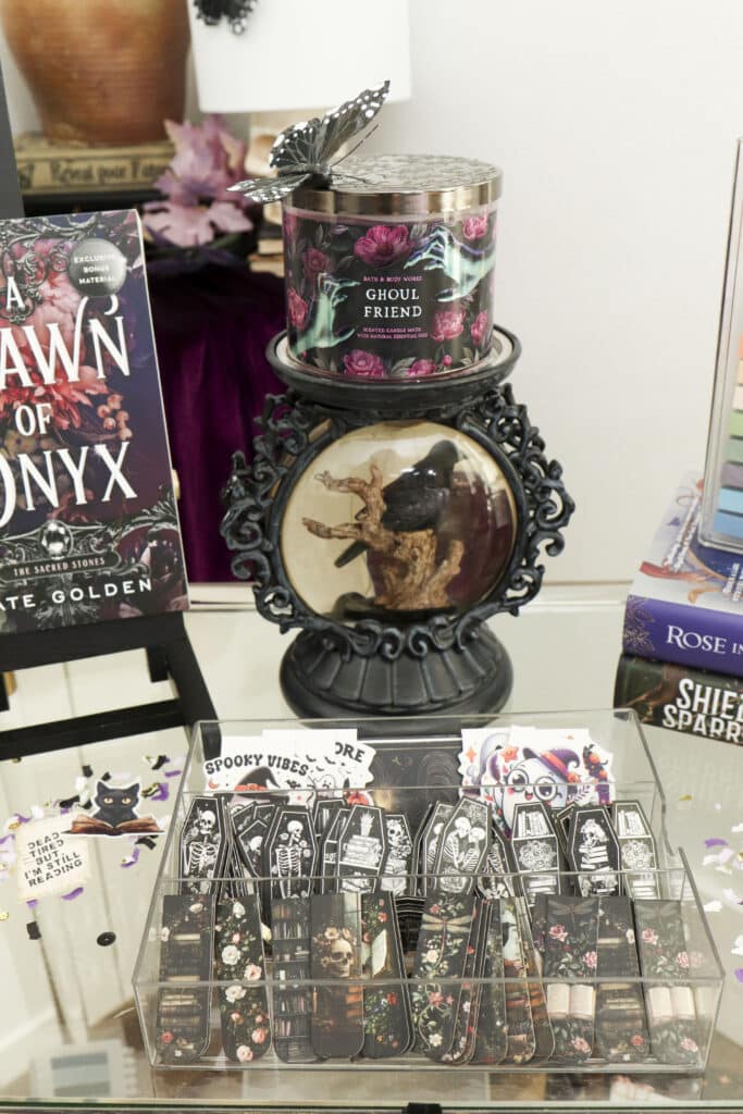 bookmark selection for dark romantasy themed blind date with a book