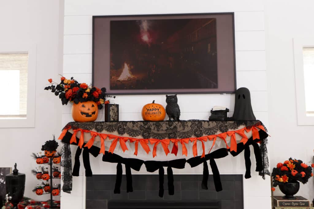 Spooky Book club decorated mantel decor