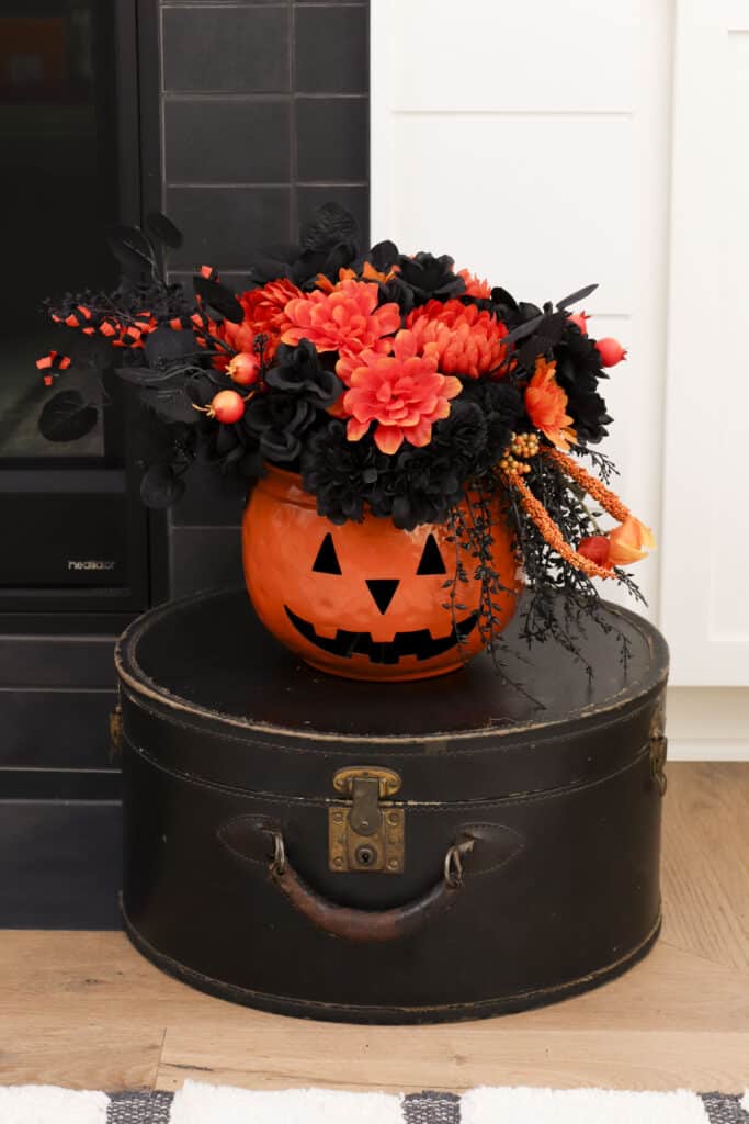 Jack o lantern florals for a spooky book club party