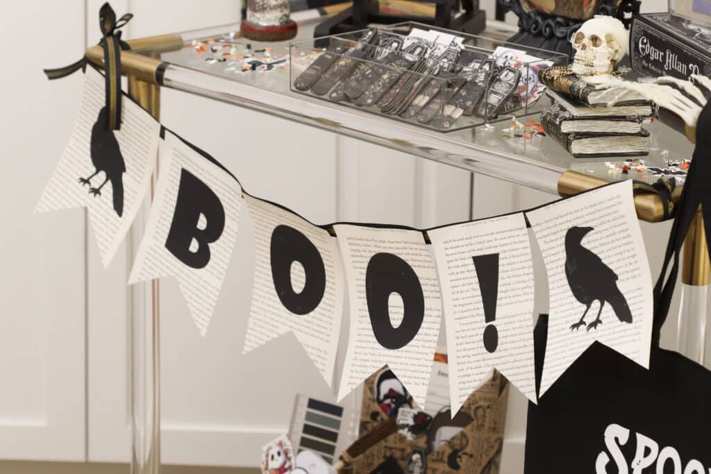 Spooky book club bar cart book page banner